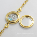 316l stainless steel Pearl Chain loating locket bracelet, crystal bracelet